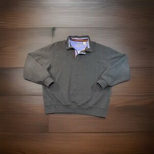 Orvis Signature Sweatshirt Mens XL Gray Quarter Zip Snap Pullover Casual